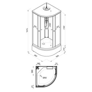 Душевая кабина Triton Грэй Щ0000067301 90x90 см профиль белый стекло тонированное